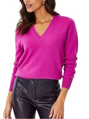 Ann Taylor Women’s 100% Cashmere V-Neck Pullover Sweater - Size L - Magenta